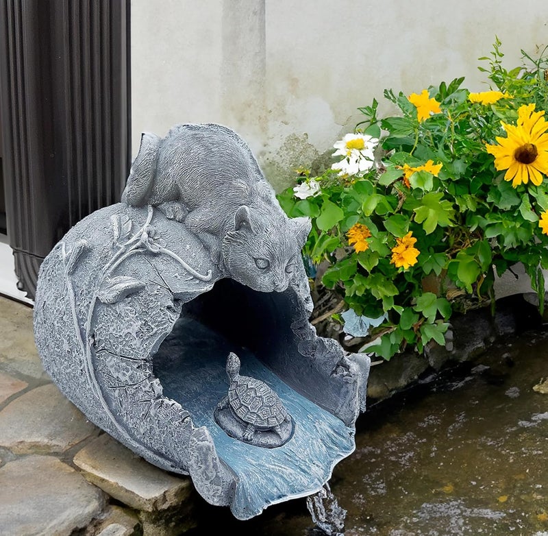 Euiroet Real Cat Sculpture Gutter Downspout Extender, Eco-Friendly Resin Garden Animal Statue, Decorative Gutter Extension Downspout, Outdoor Decor Ornament, Splash Block, Perfect for 3"x4" Downspouts - Image 5